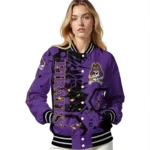 personalized east carolina pirates hexagon cluster purple black varsity jacket best selling.webp