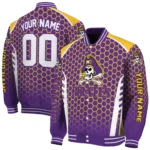 personalized east carolina pirates hexagon grid purple varsity jacket best selling.webp