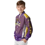 personalized east carolina pirates hexagon grid purple varsity jacket best selling.webp