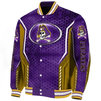 personalized east carolina pirates power plate purple varsity jacket best selling.webp