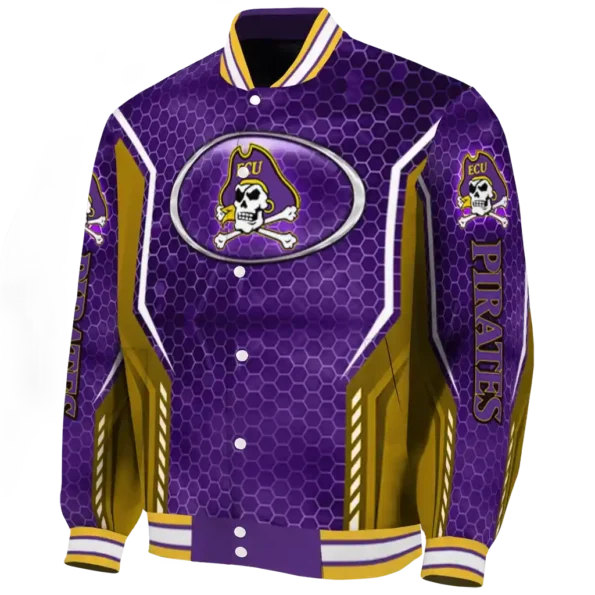 personalized east carolina pirates power plate purple varsity jacket best selling.webp