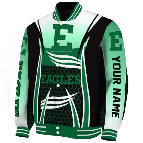 personalized eastern michigan eagles mesh effect green black varsity jacket best selling.webp