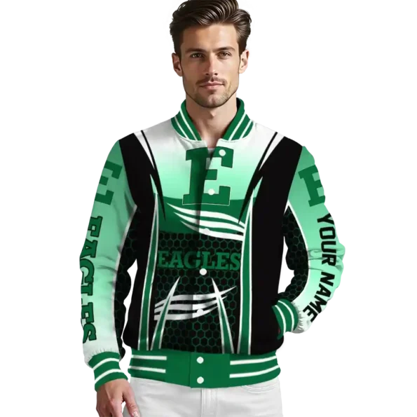 personalized eastern michigan eagles mesh effect green black varsity jacket high quality.webp
