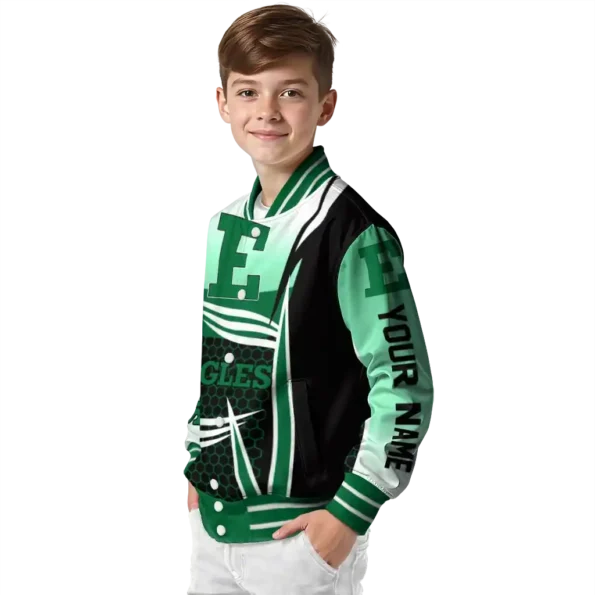personalized eastern michigan eagles mesh effect green black varsity jacket trendy.webp