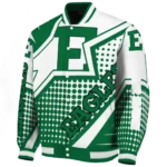 personalized eastern michigan eagles star burst green varsity jacket best selling.webp