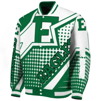 personalized eastern michigan eagles star burst green varsity jacket best selling.webp