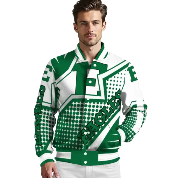 personalized eastern michigan eagles star burst green varsity jacket high quality.webp