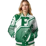 personalized eastern michigan eagles star burst green varsity jacket best selling.webp