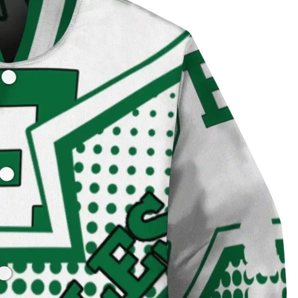 personalized eastern michigan eagles star burst green varsity jacket premium grade.webp