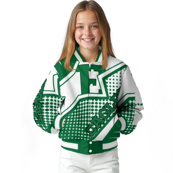 personalized eastern michigan eagles star burst green varsity jacket top rated.webp