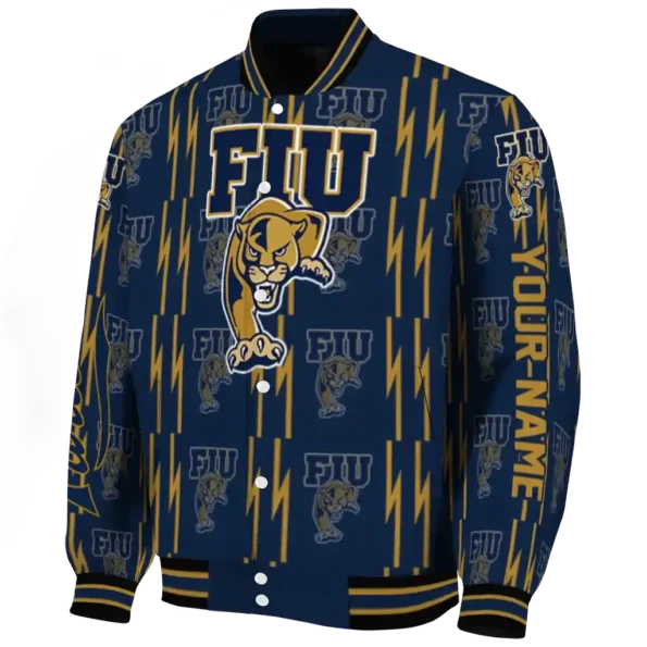 personalized fiu panthers bolt stripe blue varsity jacket best selling.webp