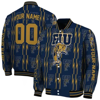 personalized fiu panthers bolt stripe blue varsity jacket fashion forward.webp