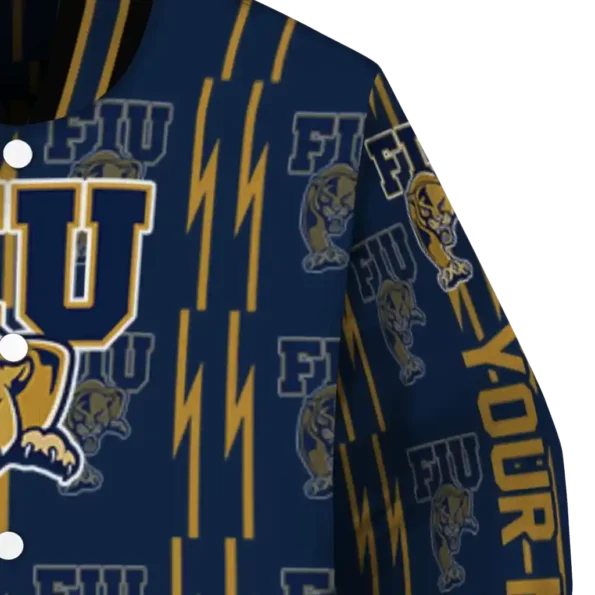 personalized fiu panthers bolt stripe blue varsity jacket premium grade.webp