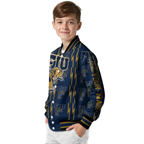 personalized fiu panthers bolt stripe blue varsity jacket trendy.webp