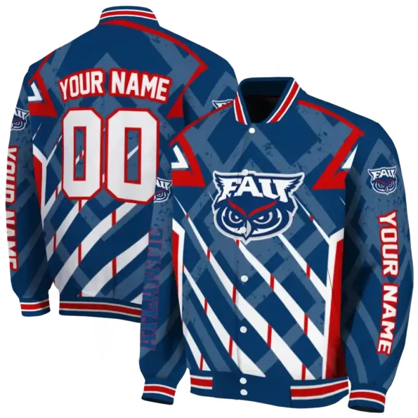 personalized florida atlantic owls chevron angles blue varsity jacket fashion forward.webp