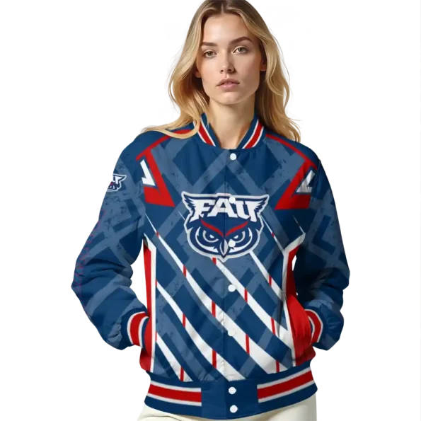 personalized florida atlantic owls chevron angles blue varsity jacket latest model.webp