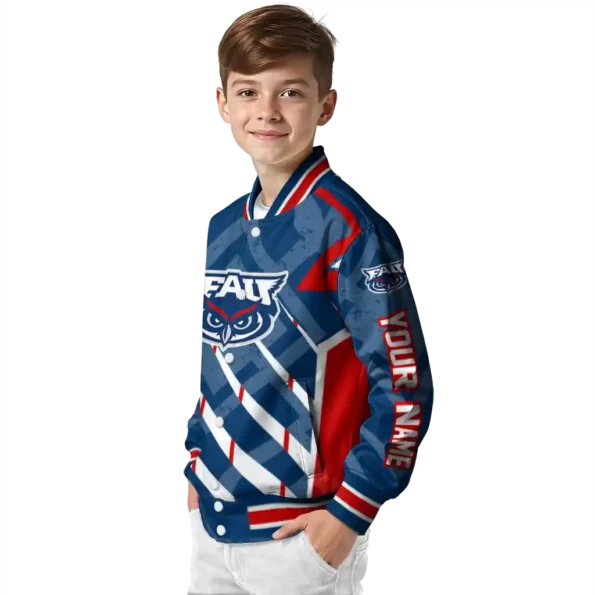 personalized florida atlantic owls chevron angles blue varsity jacket trendy.webp