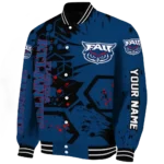 personalized florida atlantic owls hexagon cluster blue black varsity jacket best selling.webp