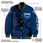 personalized florida atlantic owls hexagon cluster blue black varsity jacket best selling.webp