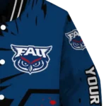personalized florida atlantic owls hexagon cluster blue black varsity jacket best selling.webp