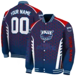personalized florida atlantic owls hexagon grid blue varsity jacket best selling.webp