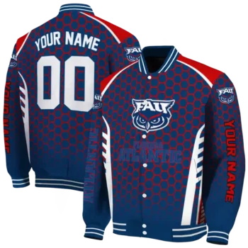 personalized florida atlantic owls hexagon grid blue varsity jacket fashion forward.webp