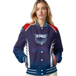 personalized florida atlantic owls hexagon grid blue varsity jacket best selling.webp