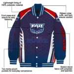 personalized florida atlantic owls hexagon grid blue varsity jacket best selling.webp