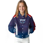 personalized florida atlantic owls hexagon grid blue varsity jacket best selling.webp