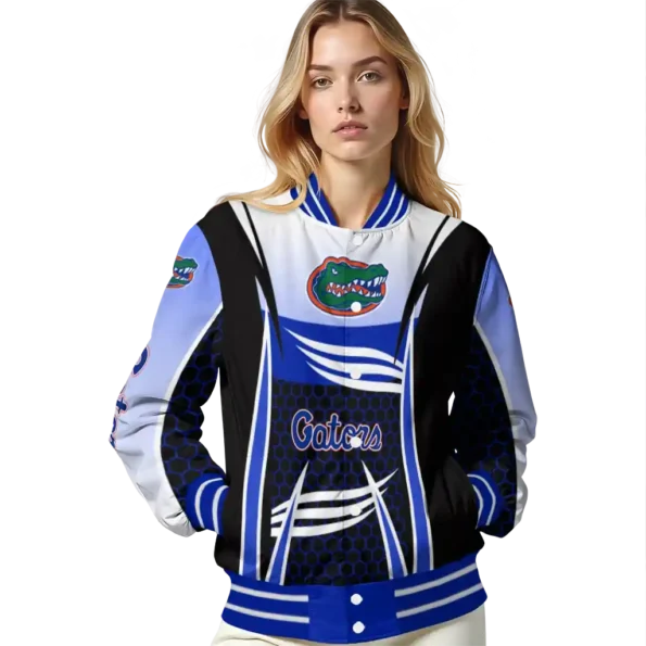 personalized florida gators mesh effect blue black varsity jacket latest model.webp