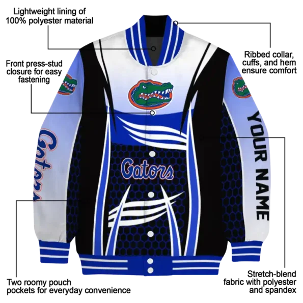 personalized florida gators mesh effect blue black varsity jacket new arrival.webp