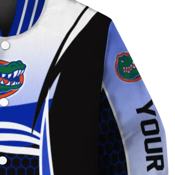 personalized florida gators mesh effect blue black varsity jacket premium grade.webp