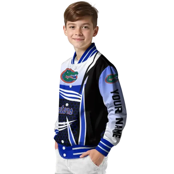 personalized florida gators mesh effect blue black varsity jacket trendy.webp