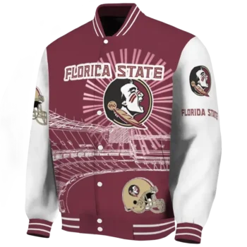 personalized florida state seminoles ferris arena garnet white varsity jacket best selling.webp