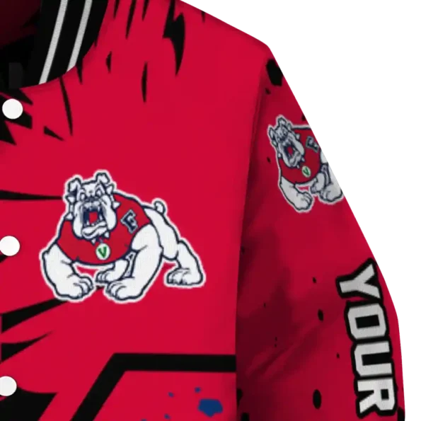 personalized fresno state bulldogs hexagon cluster red black varsity jacket premium grade.webp