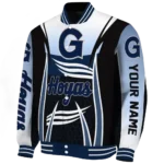 personalized georgetown hoyas mesh effect blue black varsity jacket best selling.webp