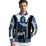 personalized georgetown hoyas mesh effect blue black varsity jacket best selling.webp