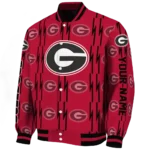 personalized georgia bulldogs bolt stripe red varsity jacket best selling.webp