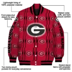 personalized georgia bulldogs bolt stripe red varsity jacket best selling.webp