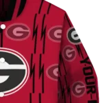 personalized georgia bulldogs bolt stripe red varsity jacket best selling.webp