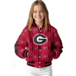 personalized georgia bulldogs bolt stripe red varsity jacket best selling.webp