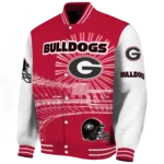 personalized georgia bulldogs ferris arena red white varsity jacket best selling.webp