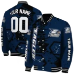 personalized georgia southern eagles hexagon cluster blue black varsity jacket best selling.webp