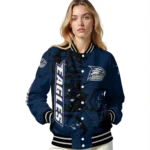 personalized georgia southern eagles hexagon cluster blue black varsity jacket best selling.webp