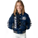 personalized georgia southern eagles hexagon cluster blue black varsity jacket best selling.webp