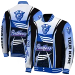 personalized georgia state panthers mesh effect blue black varsity jacket best selling.webp