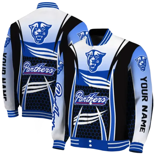 personalized georgia state panthers mesh effect blue black varsity jacket fashion forward.webp