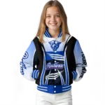 personalized georgia state panthers mesh effect blue black varsity jacket best selling.webp