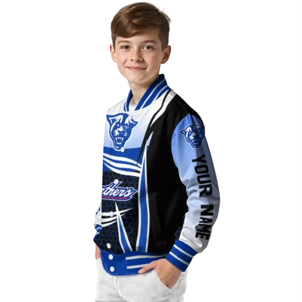 personalized georgia state panthers mesh effect blue black varsity jacket trendy.webp
