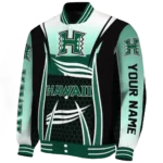 personalized hawaii rainbow warriors mesh effect green black varsity jacket best selling.webp